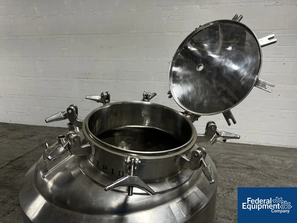 99 gallon DCI Receiver Tank, 316 Stainless Steel, 375 Liter, 32" diameter x 24" straight side, dish top & - Image 8