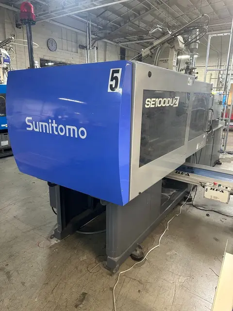 110 Ton, 4.8 oz., Sumitomo #SE100DUZ-C250M, horizontal plastic injection molder, 29.92" daylight, 18.11" x - Image 1