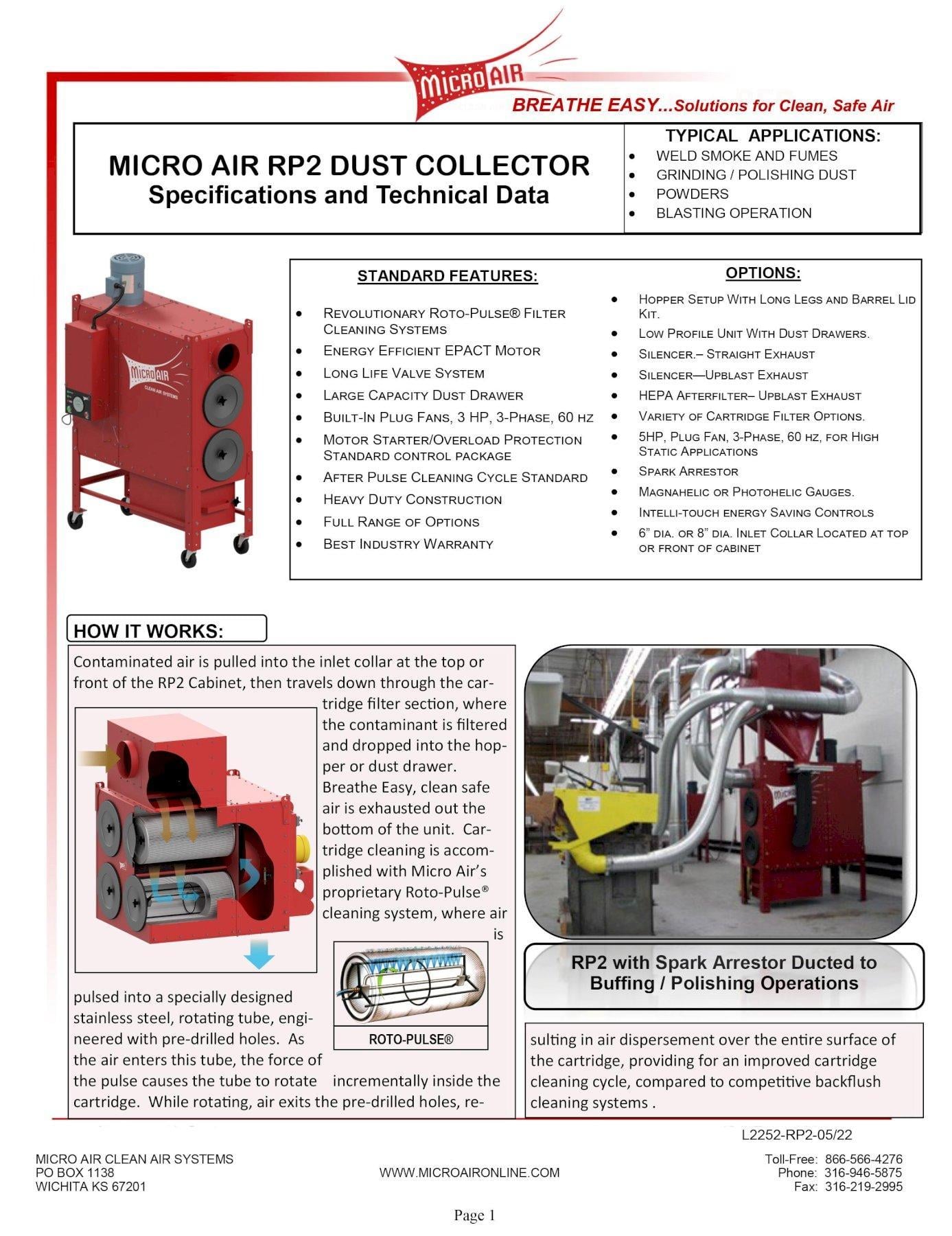 2100 cfm MicroAir #RP2, dust collector, 8" inlet, 5 HP, 460 V., 2010 - Image 4