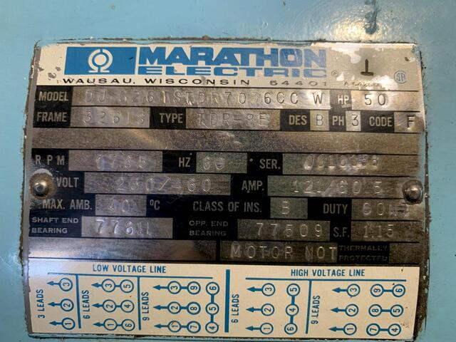 50 HP Davey #50BA, rotary sliding vane compressor, 215 cfm, 125 psi - Image 5