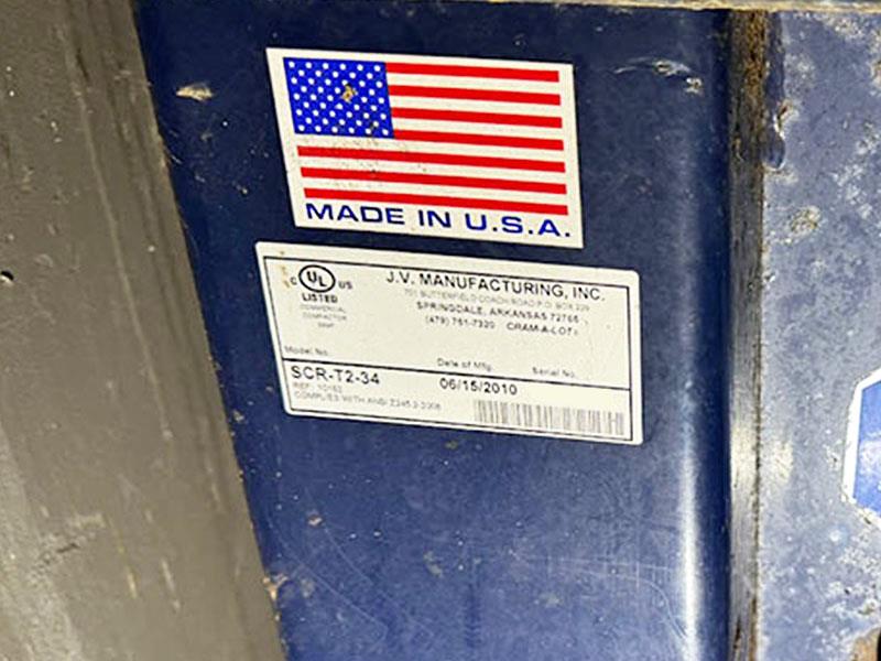 Cram-A-Lot #SCR-T2-34, compactor, (2) 4" cylinder, 10 HP, 41" x 58" feed opening, 2010 - Image 6