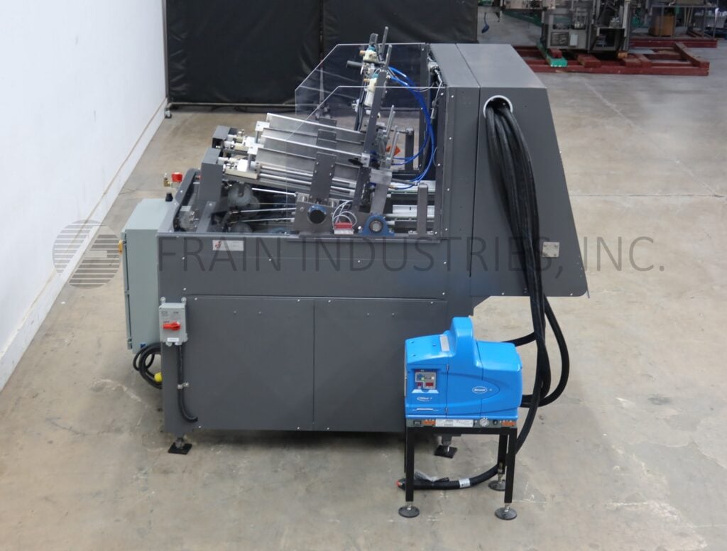 Dual head top load tray former, Delkor #752, automatic, with hot melt glue sealer, 5-60 cycles per minute - Image 3