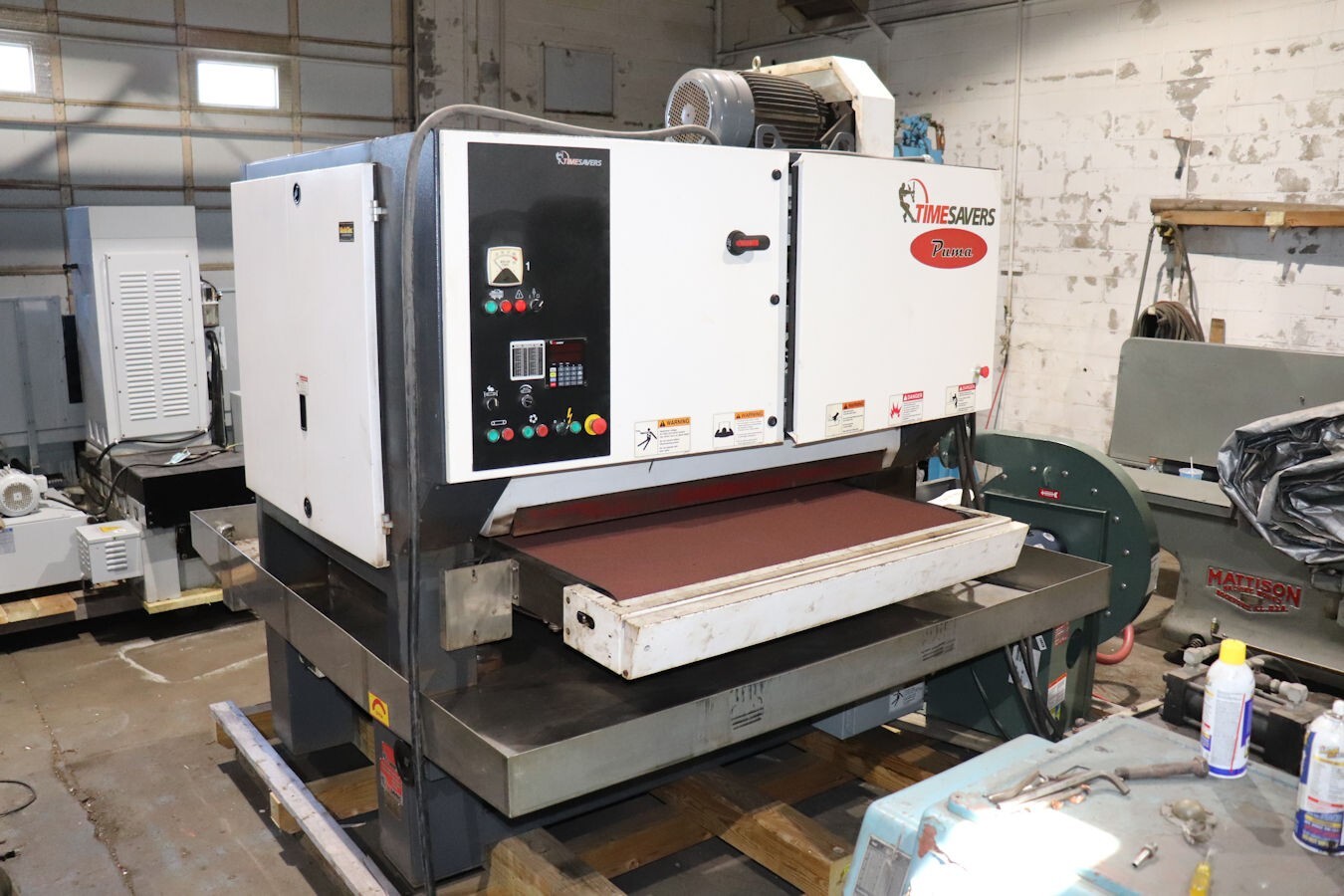 50" Timesavers Puma #3111-25-0, Single Head Wet Belt Sander, 30 HP, 460V., squeegee rollers & dry blower - Image 3