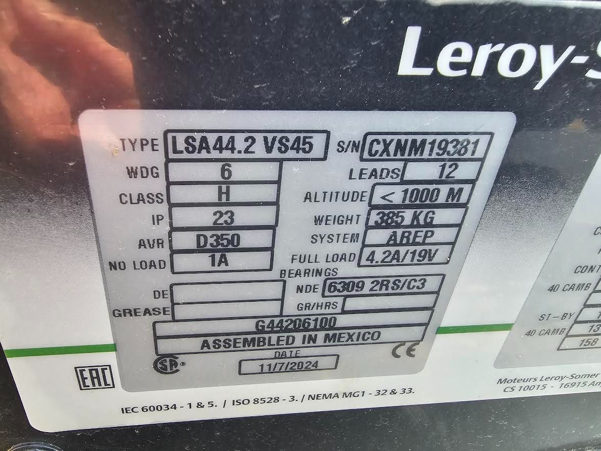 105 KW, 1800 RPM, Leroy Somer, generator end, 480 Volts, 2024 - Image 3