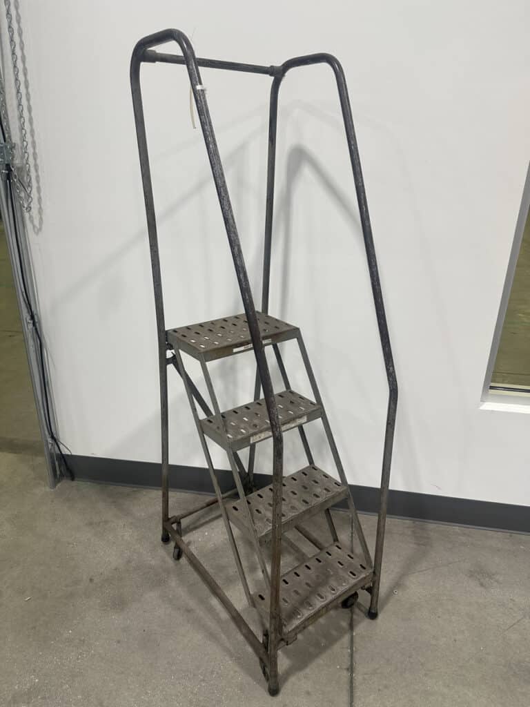 20" width x 75" H x 30" L, Rolling metal staircase ladders (6 available) - Image 3