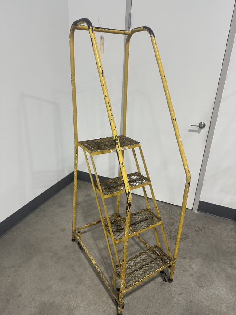 20" width x 75" H x 30" L, Rolling metal staircase ladders (6 available) - Image 4