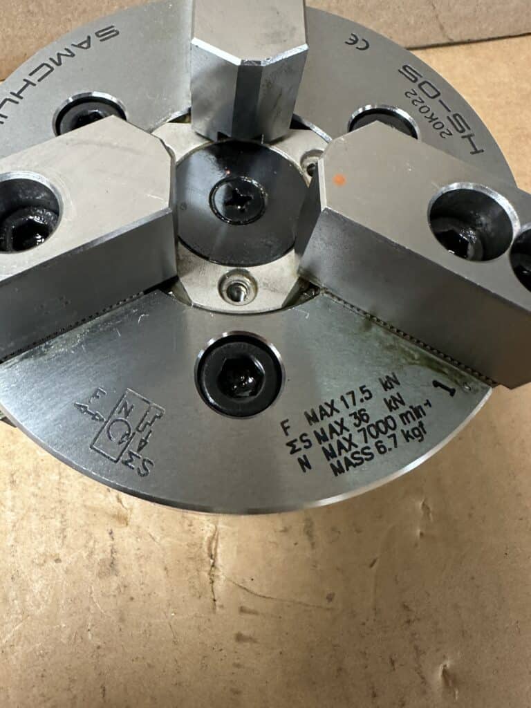 5" Samchully #HS-05, high speed 3-jaw hydraulic power chuck - Image 4