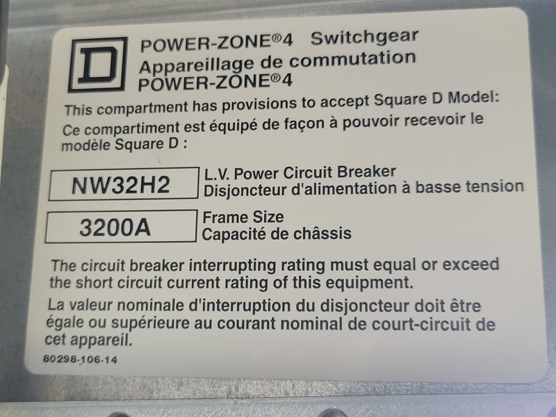 Square D #Power-Zone-4, switchgear with 2x circuit breaker NW32H3, 3200 amp, 600 Volts - Image 2