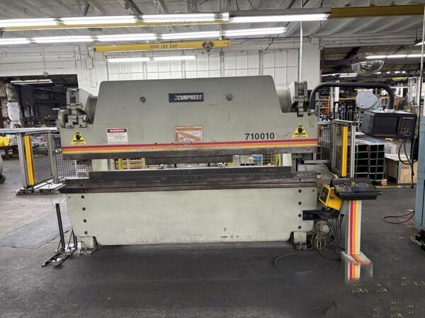 100 Ton, Accurpress #710010, hydraulic press brake, 2-Axis CNC back gauge, ETS pendant, 10' overall, 102" - Image 1