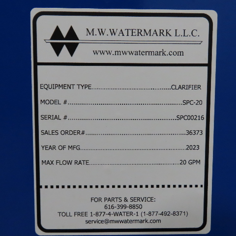 M.width Watermark #SPC-20, 20 gpm incline slant plate clarifier, new, unused, 2023 - Image 2