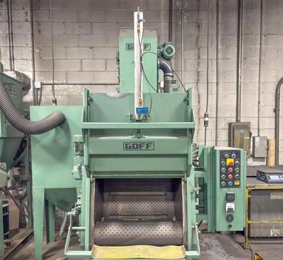 3 cu.ft. Goff #3BB, rubber belt tumblast, 7.5 HP wheel, shot trap, dust collection system, upgraded pneumatic - Image 2