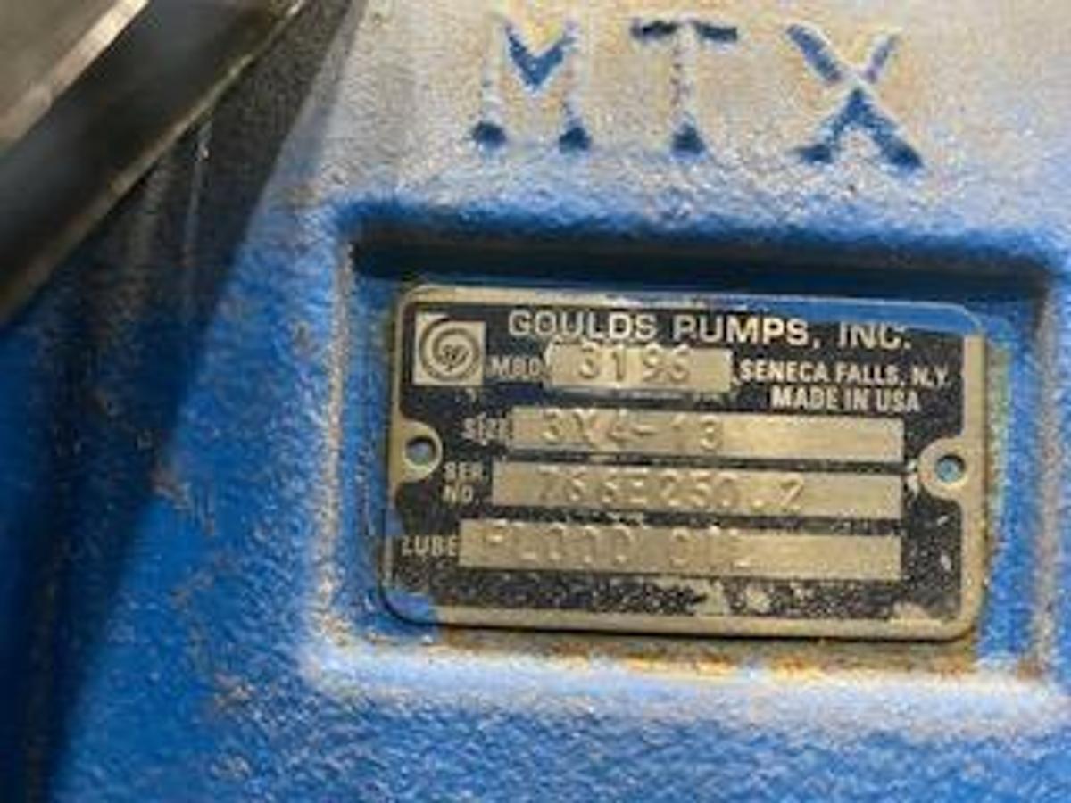Goulds #3196, 3x4-13 centrifugal pump, serial #766E2500-2 - Image 2