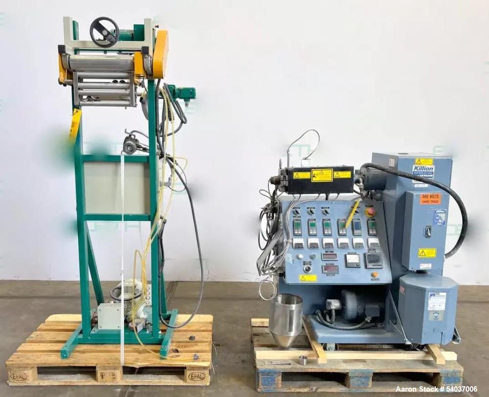 0.75" Killion #KL-075, Single Screw Extruder, 25:1 L/D, 12-120 RPM, wheels, w/ feeder, controls & - Image 1