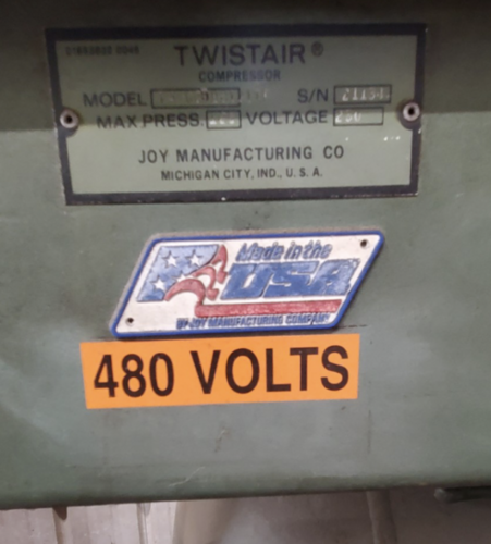 125 psi, Joy #TA-020, Compressor, 20 Hp, 230 V., 10181 hours - Image 6