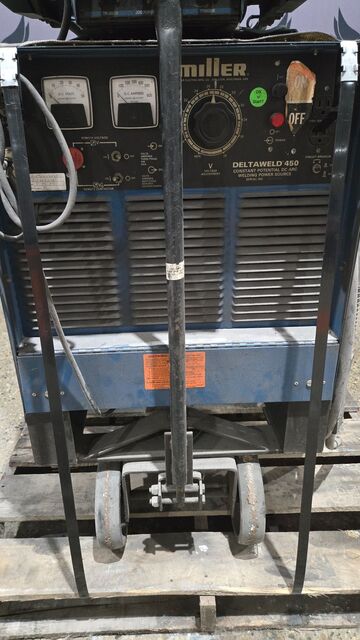 450 Amps, Miller #Deltaweld-450, arc welder with wire feeder & cart - Image 3