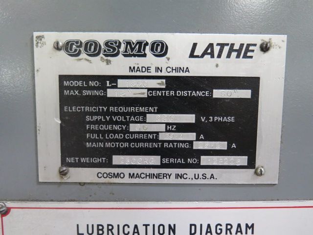 18" x 60" Cosmo #L-1860, engine lathe, 10" swing over cross slide, 7.5 HP, 3.2" bore, 12 speed 40-2000 RPM - Image 10