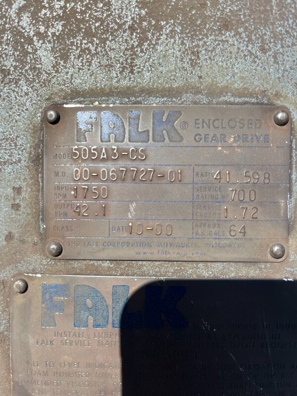 700 HP @ 1750 RPM, Falk #505A3-CS, 41.59 :1 ratio - Image 7