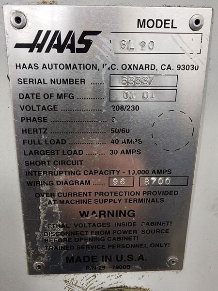 Haas #SL-20, CNC lathe, 23" swing, 9.5" swing over cross slide, 8" chuck, 2" bar, 10.3" diameter x 24" length - Image 7