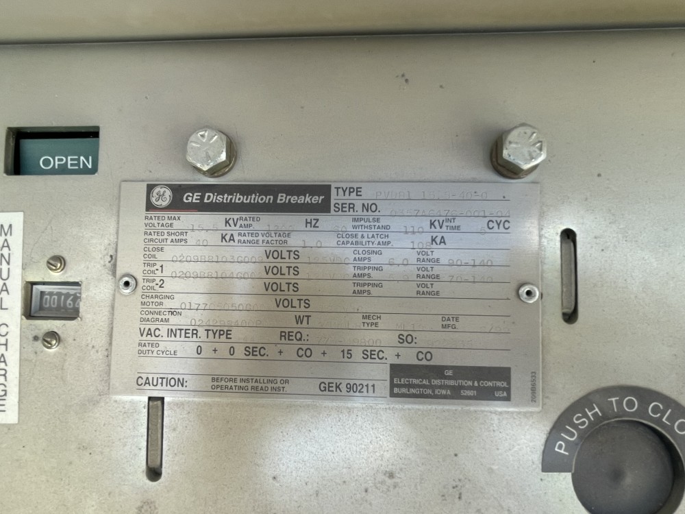 1200 Amp, General Electric, vacuum circuit b, 40kA - Image 2