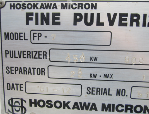 Hosokawa Micron #FP-7, Fine Pulverizer Airswept Hammermill, whizzer, unused (2 available) - Image 4
