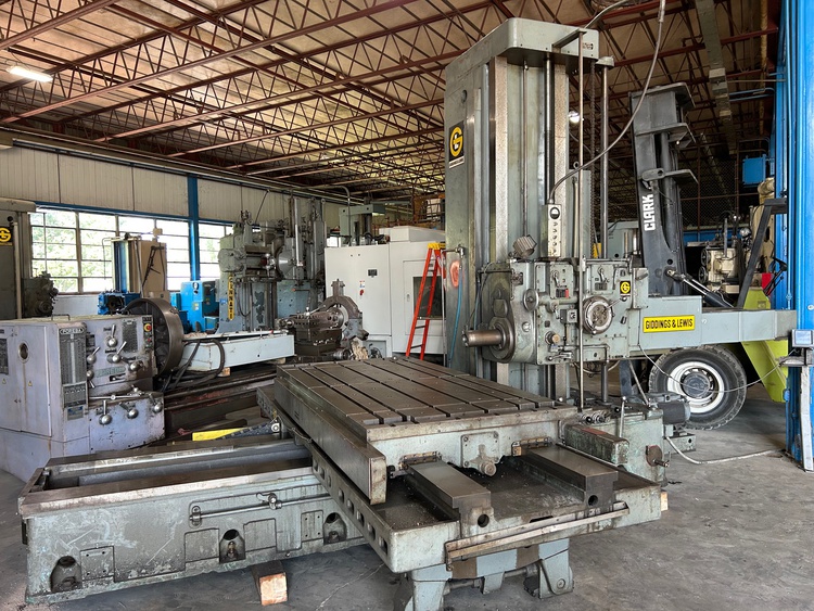 5" Giddings & Lewis #70D5-T, table type horizontal boring mill, 48" x 98" T-slotted table, digital read out - Image 1