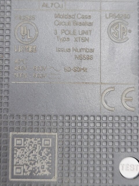 600 Amps, ABB, Sace Tmax XT5NU260BBYN000XXX, Circuit Breaker, ReliaGearneXT, 2P, 600 Volts, Type XT5N 600 - Image 5