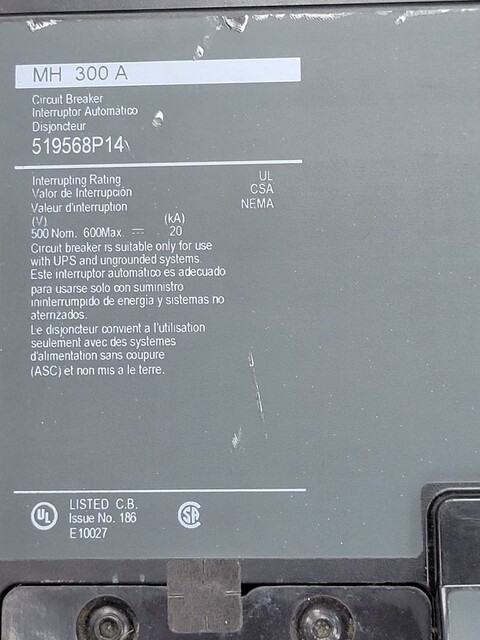 Square D MH36300 519568P14 I-Line Circuit Breaker 300A 3P 600V MH - Image 3