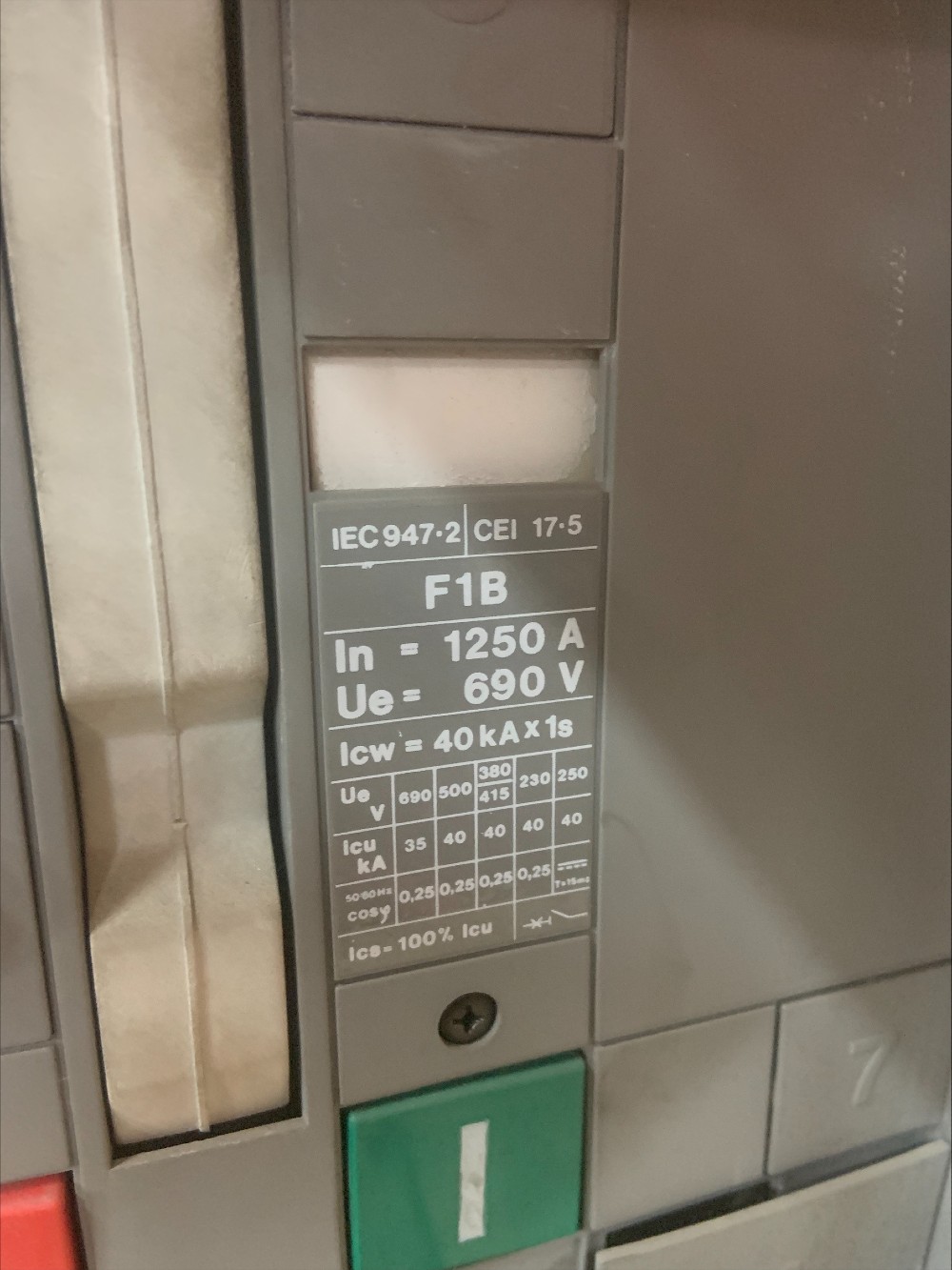 1250 Amps, ABB, F1B, 600 Volts 35kA @ 690 Volts Fixed Breaker - Image 2