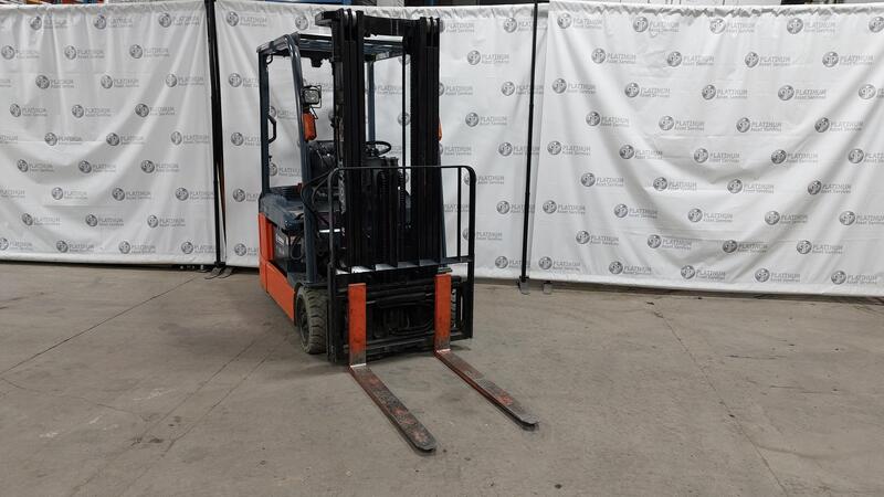 3450 lb. Toyota #8FBE200, battery powered forklift, 48 V., 3 wheel, side shift, serial #15239, 2018 - Image 2