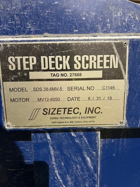 38" x 6' Sizetec #SDS38-6MV-5, deck screen, 2 x MV12-6050 vibratory motors, 2.3 HP, 2018 - Image 2