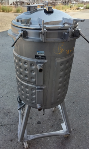 30 gallon DCI, 316L Stainless Steel tank, jacketed, agitated, 18" dia. x 28" straight side, dish top & bottom - Image 2