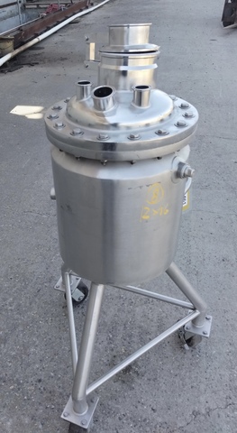 13 gallon 50 liter Stainless steel tank, jacketed, dish top & bottom, portable on casters, 1996 - Image 2