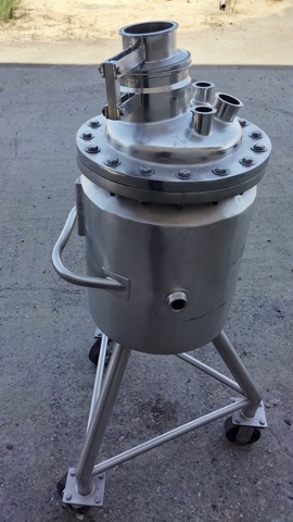 13 gallon 50 liter Stainless steel tank, jacketed, dish top & bottom, portable on casters, 1996 - Image 3