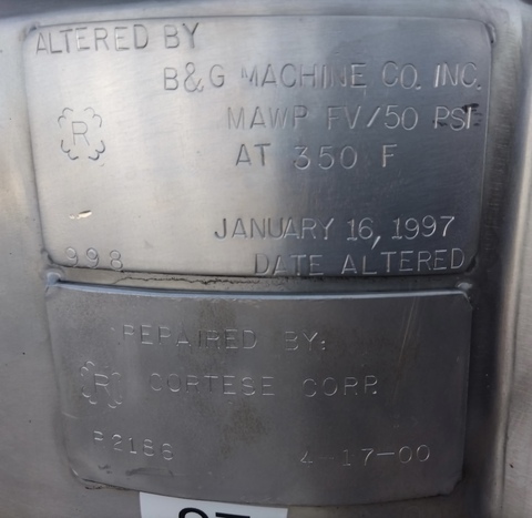13 gallon 50 liter Stainless steel tank, jacketed, dish top & bottom, portable on casters, 1996 - Image 6