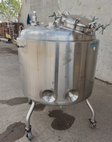 264 gallon Mueller, 1000 liter Stainless steel tank, jacketed, 40" dia. x 48" straight side, dish top & bottom - Image 1