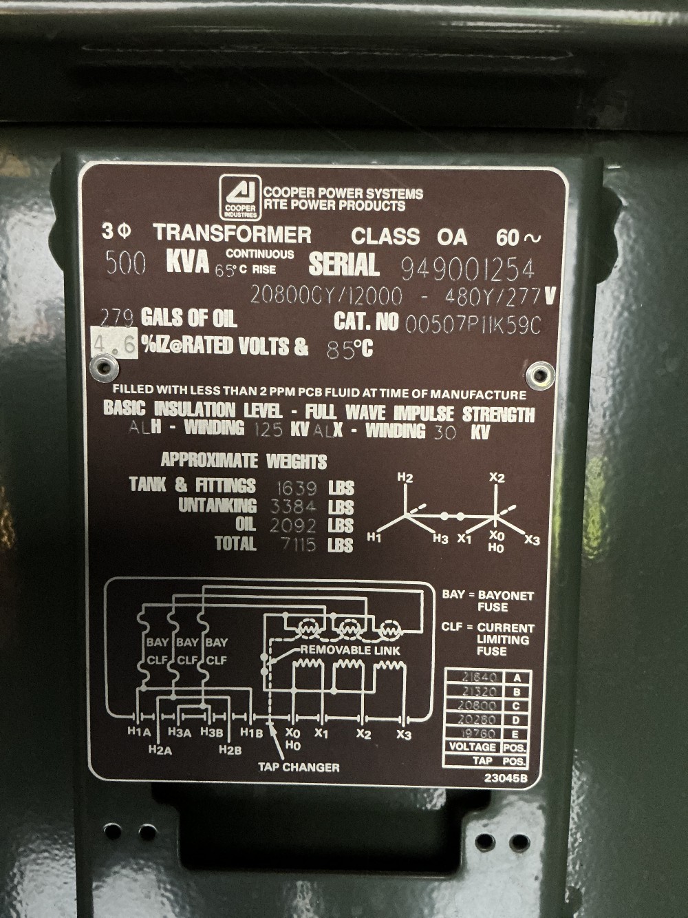 500 KVA 20800GY/12000 Primary, 480Y/277 Secondary, 3 phase, Padmount Transformer - Image 1