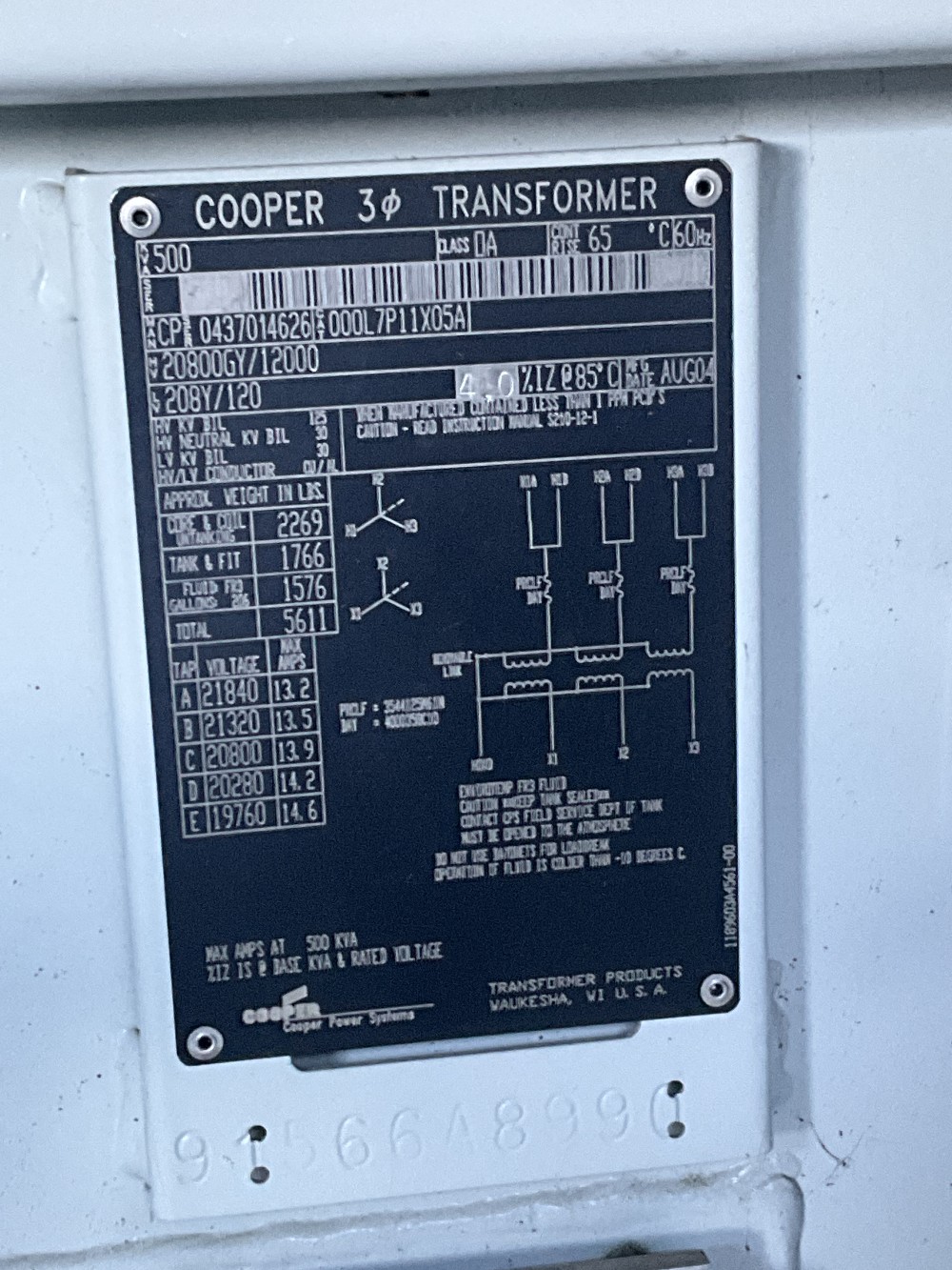 500 KVA 20800GY/12000 Primary, 208Y/120 Secondary, 3 phase, Padmount Transformer - Image 1