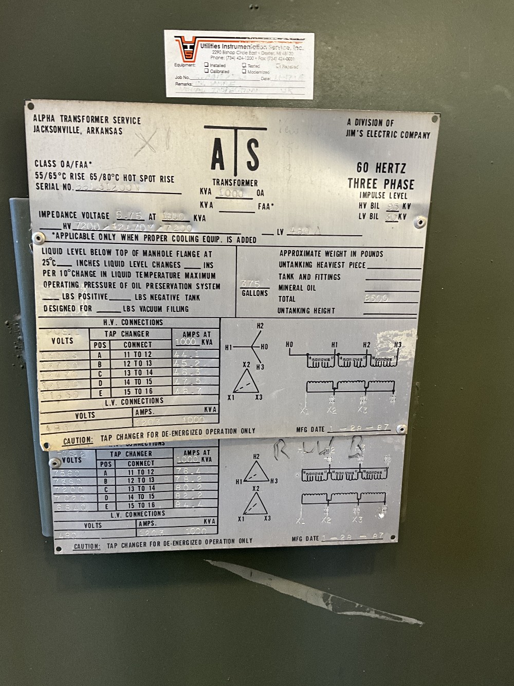 1000 KVA 12470Y/7200 Primary, 480 Delta Secondary, 3 phase, Padmount Transformer - Image 1