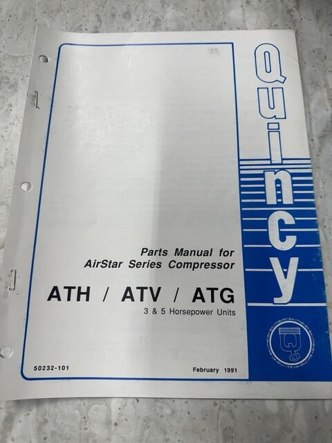Original Quincy Airstar Series ATH/ATV/ATG Compressor Parts Manual 50232-101 - Image 1