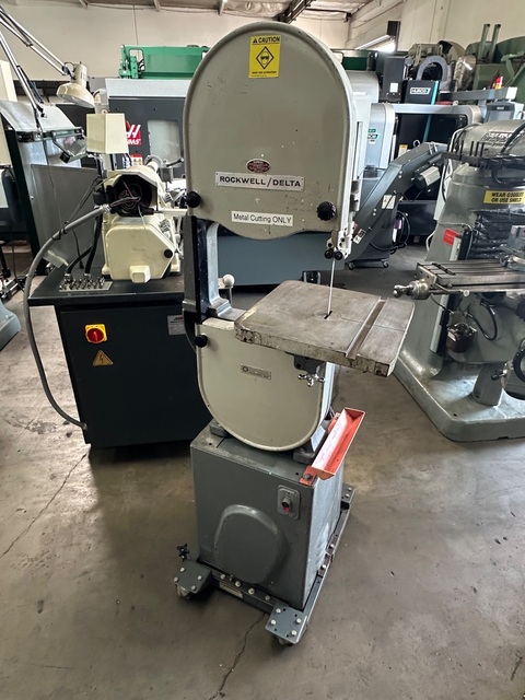 13-3/4" x 6-1/4" Rockwell #14-28-200, Vertical Band Saw, 14" wheel, 1 HP, 91-1/2"-94" blade, 14" x 14" table - Image 1