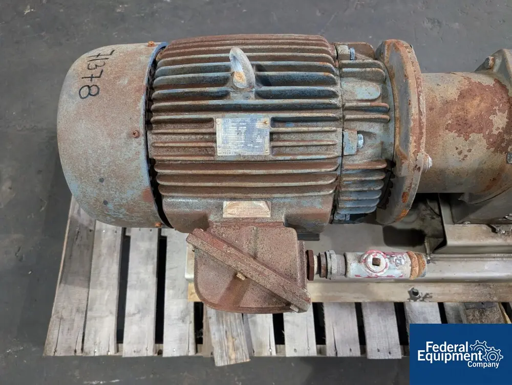 150 psi, Lobeline #AR60-4, Rotary Lobe Pump, Stainless Steel, 350 RPM, 25 HP, on base, 230/460 V., xp motor - Image 6