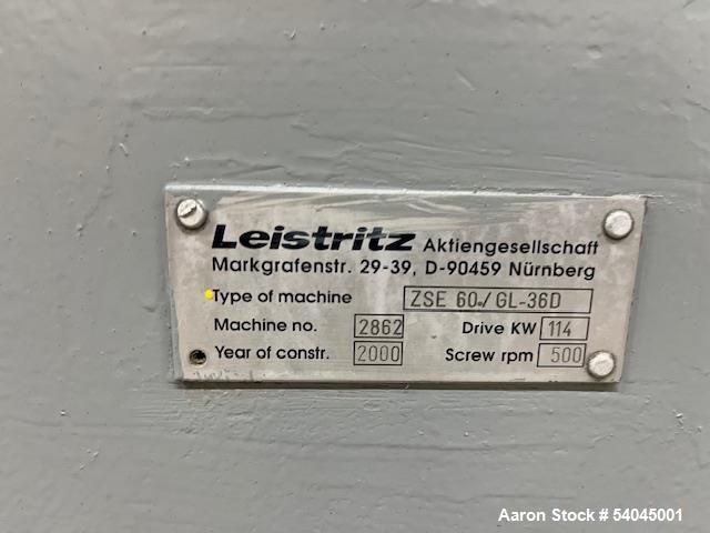 2.36" Leistritz #ZSE-60-GL, Twin Screw Extruder, liquid cooled, 36:1 L/D, 150 HP, 9 zones, Side Stuffer - Image 7