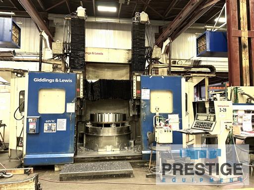 Giddings & Lewis #VTC-60, CNC Vertical Boring Mill w/2 Rams, 4-Axis, 60" Table diameter, 72" Swing, 60" 3-Jaw - Image 1