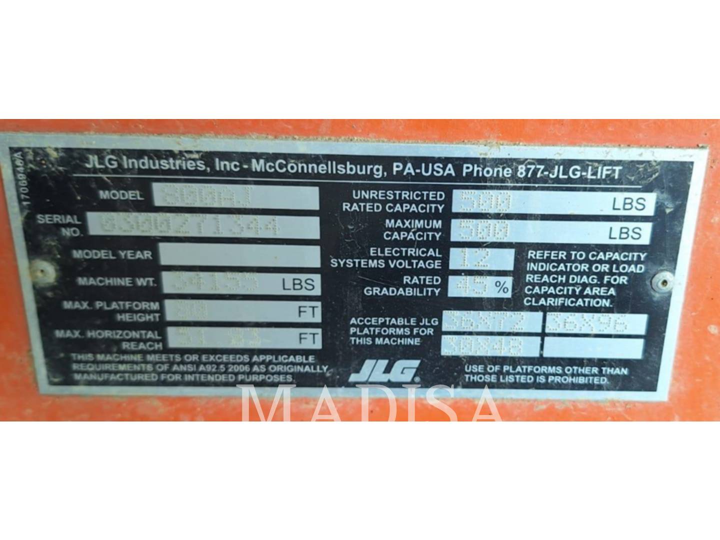 Jlg Industries, Inc. 800 AJ, Articulated Boom Lift, 3697 hours, S/N: 0300271344, 2021 - Image 6