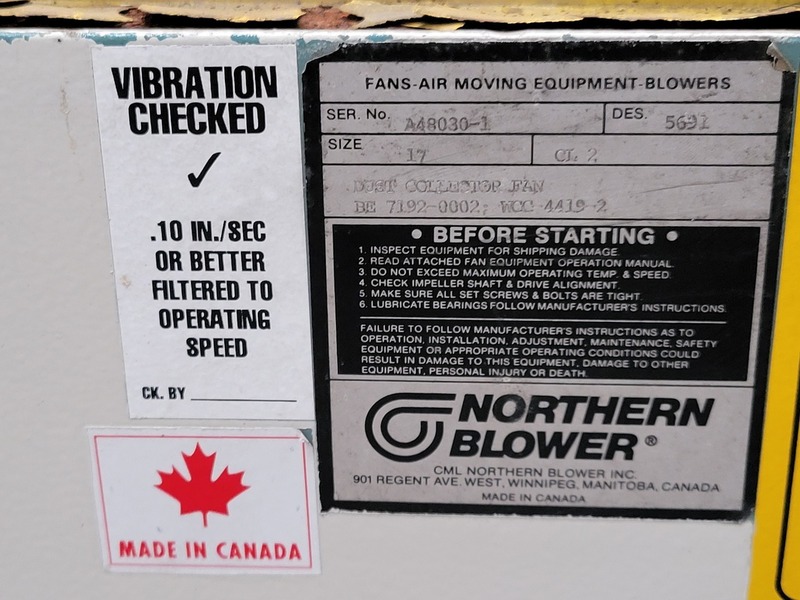 Northern Blower #5691, dust collector fan, 20 HP, centrifugal - Image 2