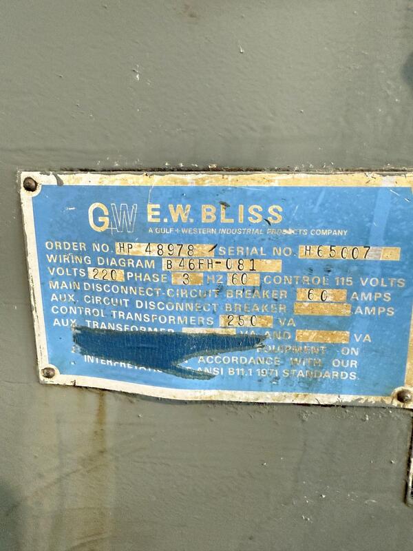 45 Ton, Bliss #C-45, Back Gauge OBI press, 3" stroke, 12.25" Shut Height, 3" adj., 50 SPM, 29" x18" bed - Image 10