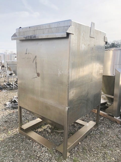100 cu.ft., Stainless steel tote bin, 48" W x 48" D x 58" H, plus 25" cone bottom - Image 2