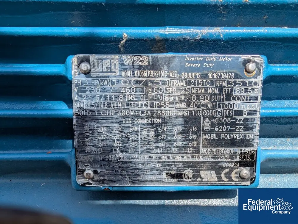 10 HP 3510 RPM WEG #01036EP3ER215TC-W22, Frame 215TC, 230/460 Volts, 3ph, 2012 - Image 2