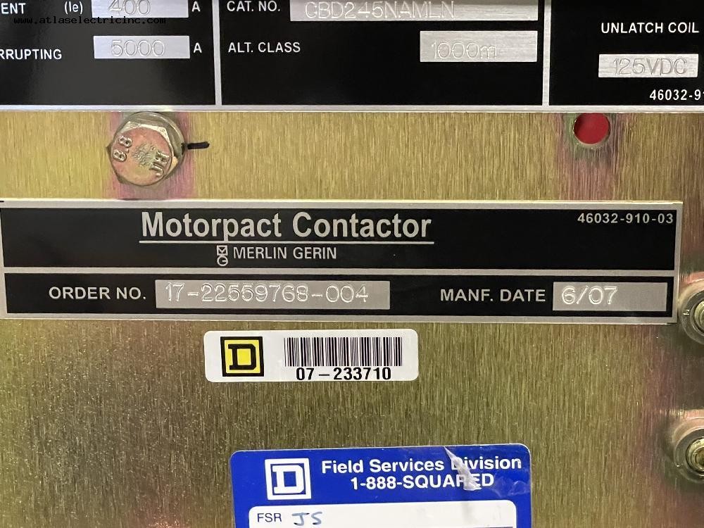 400 Amps, Square D, MotorPact, 3 sections of 400 Amp 7200 Volts Motor Starters - Image 4