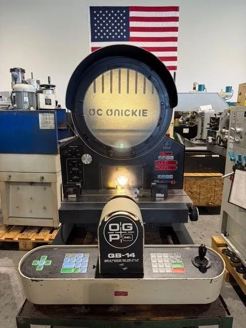 14" OGP #OQ-14A, optical comparator, (6) lens, 5-1/2" x 11-1/2" table, power joystick Control, 1992 - Image 1